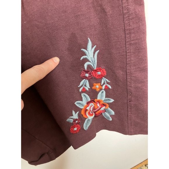 Karyn Seo Lounge Pants Womens Large Maroon Floral Embroidered FLAWED - Picture 4 of 11